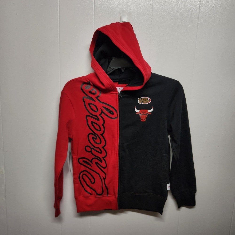 Chicago Bulls Hoodie Sweatshirt Youth Medium Red Black‎ NBA Basketball Full Zip